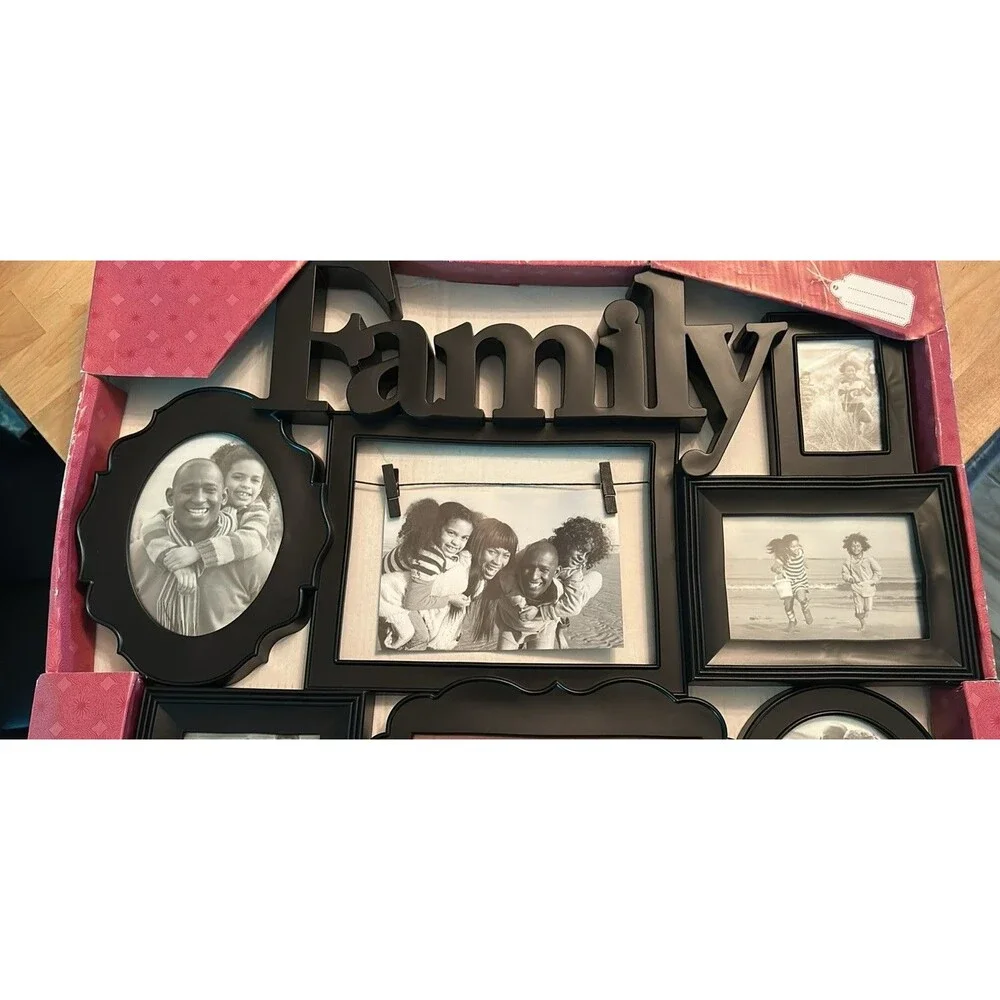 Family Collage Photo Frame Black Plastic